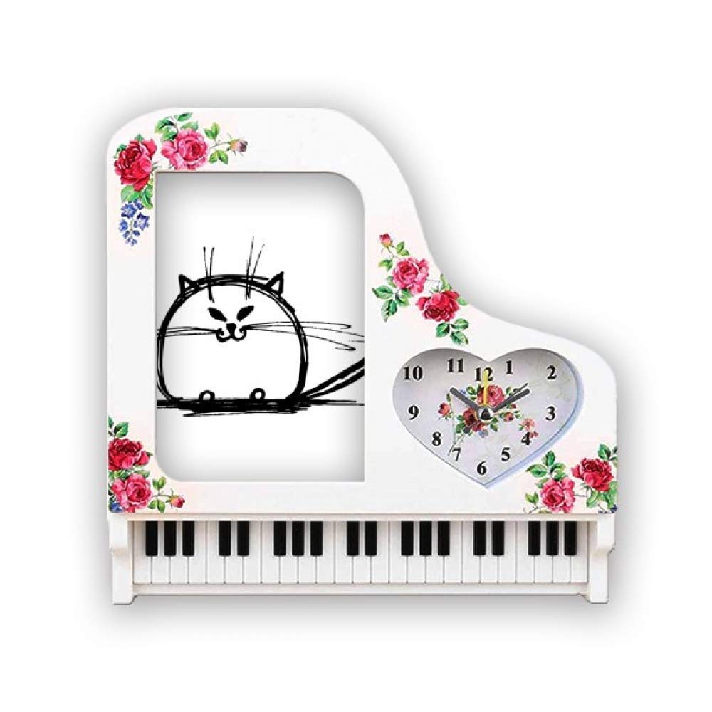 Réveil avec cadre photo et piano chat souriant pour accompagner les nuits douces des enfants