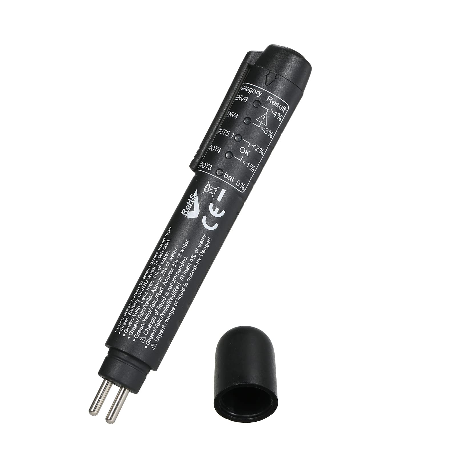 IrovamiBrake Fluid Tester Pen Test DOT3 DOT4 DOT5.1 ENV6 ENV4 Brake Fluids with 5 LED Indicators