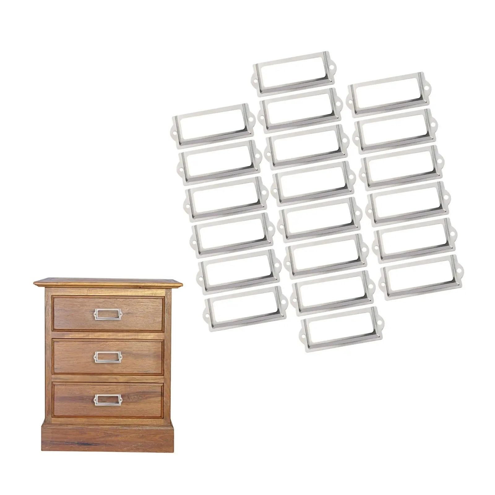 Cidegoo 100Pcs Iron Label Holder Frames with Screws for Drawer Tags Name Card Closet