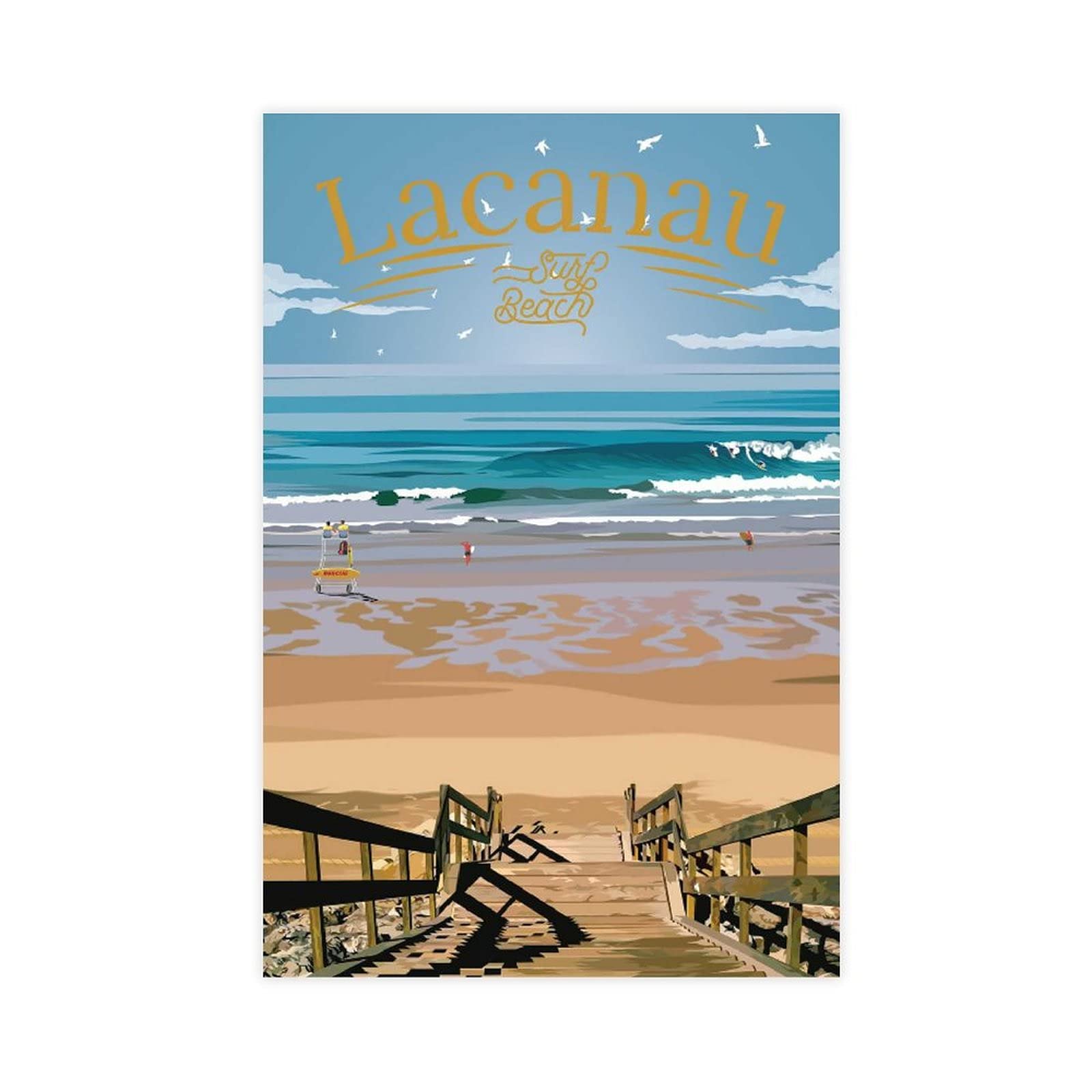 Affiche Étretat encadrée – Décoration vintage Normandie bord de mer