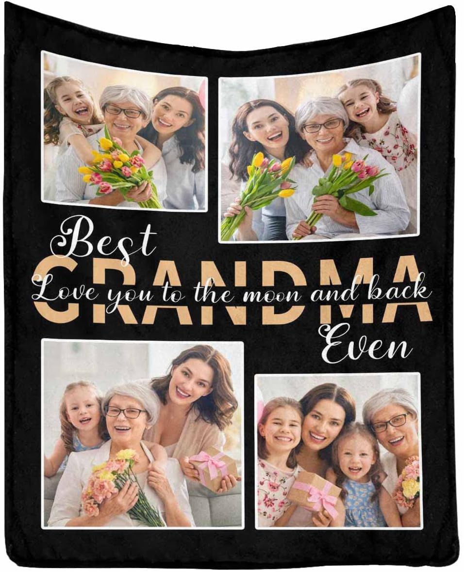 to My Grandma Blanket from Granddaughter Grandson Love Throw Blanket, Blanket with Photo for Birthday Thanksgiving Christmas 40 x 50 Inches