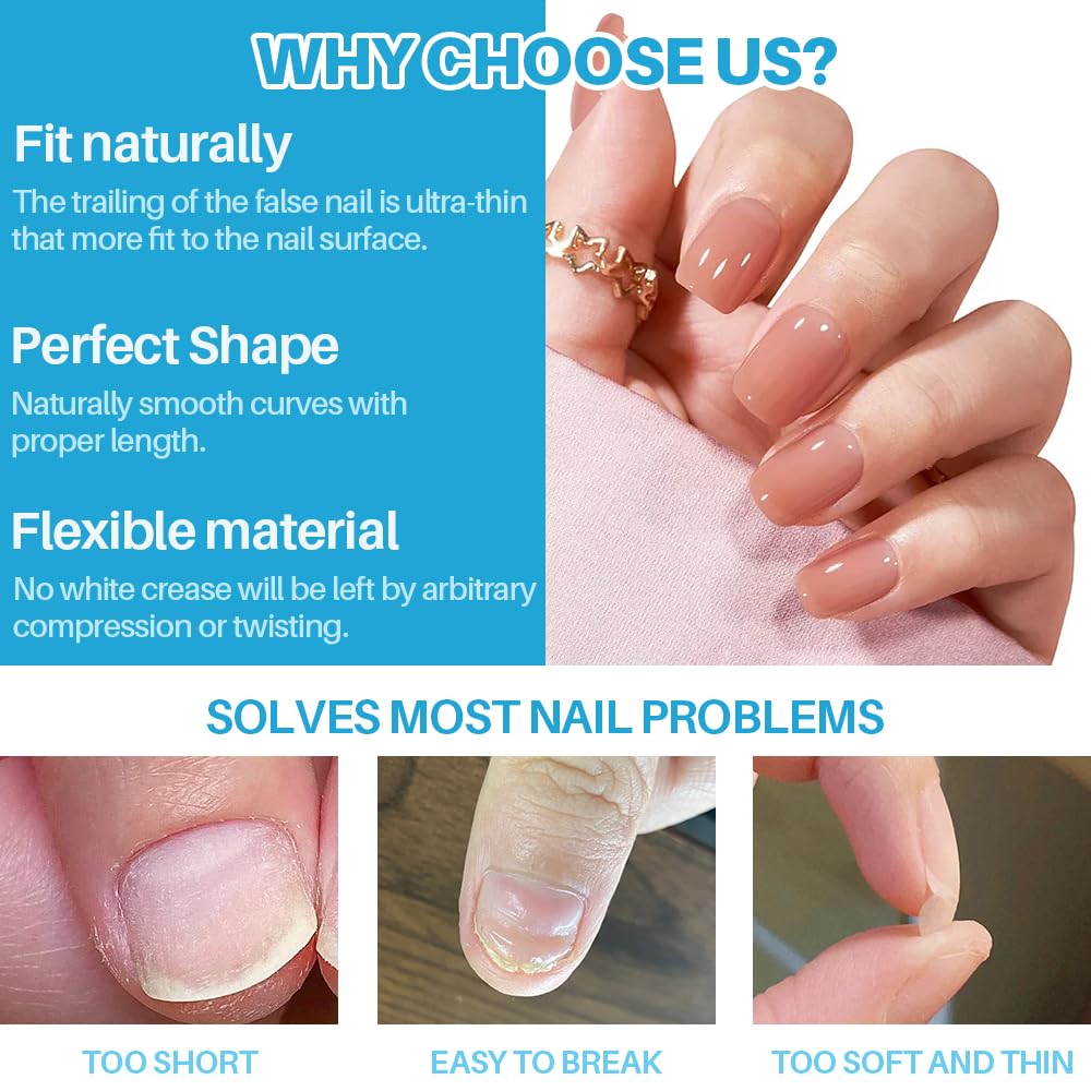 ASENTER XS Square Nail Tips, 450Pcs Half Matte Soft Gel - Image 4