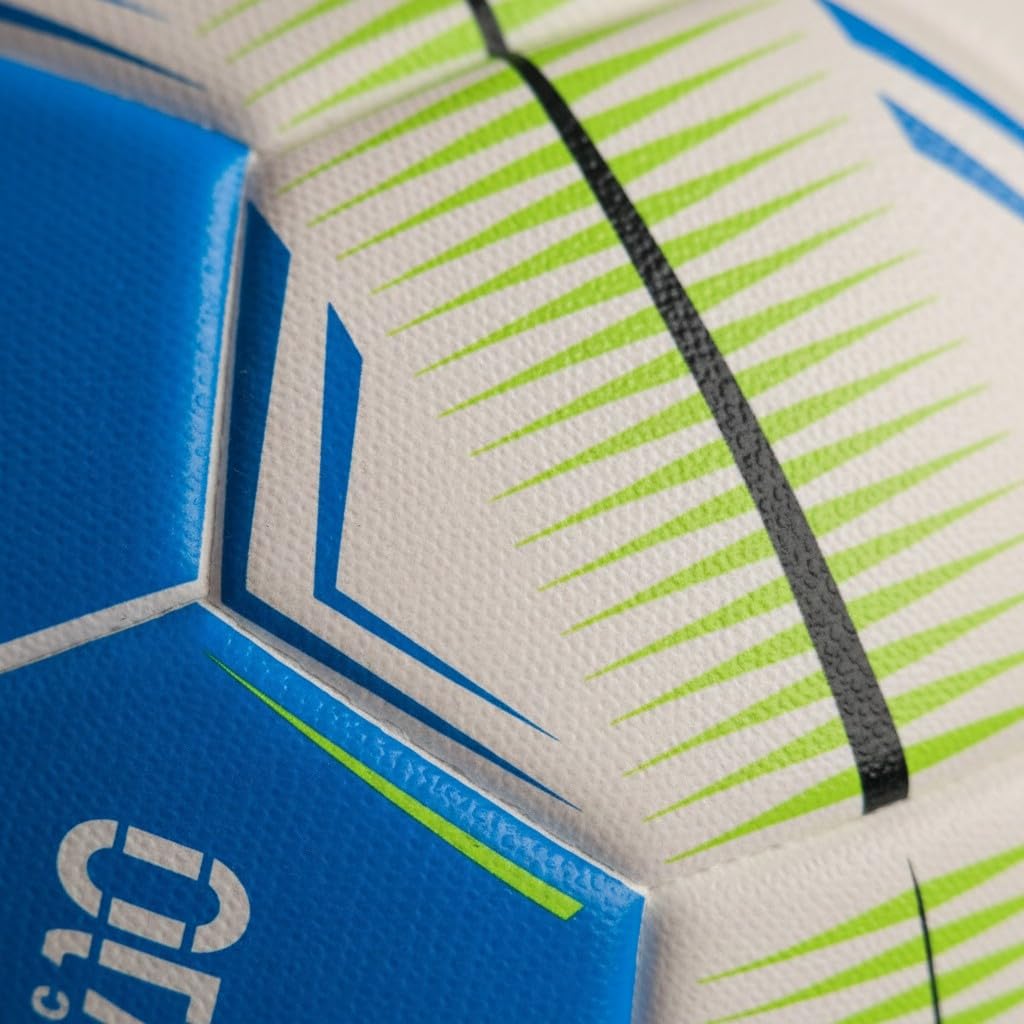 Sportvida Futsal Ballon de football en salle, taille 4, blanc, bleu, vert, matériau PU, coutures collées, jeu en intérieur, 62-64 cm de diamètre