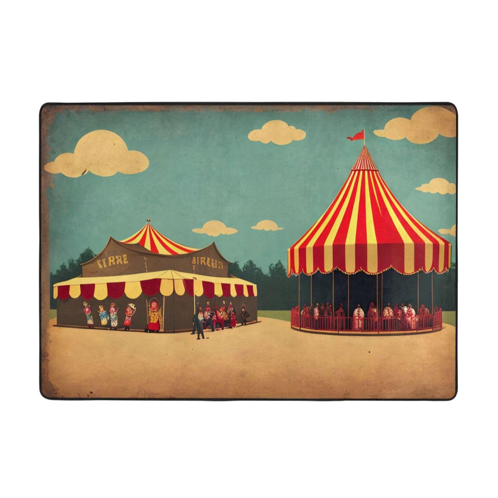 Tapis de sol vintage BROLEO motif cirque 203x147 cm