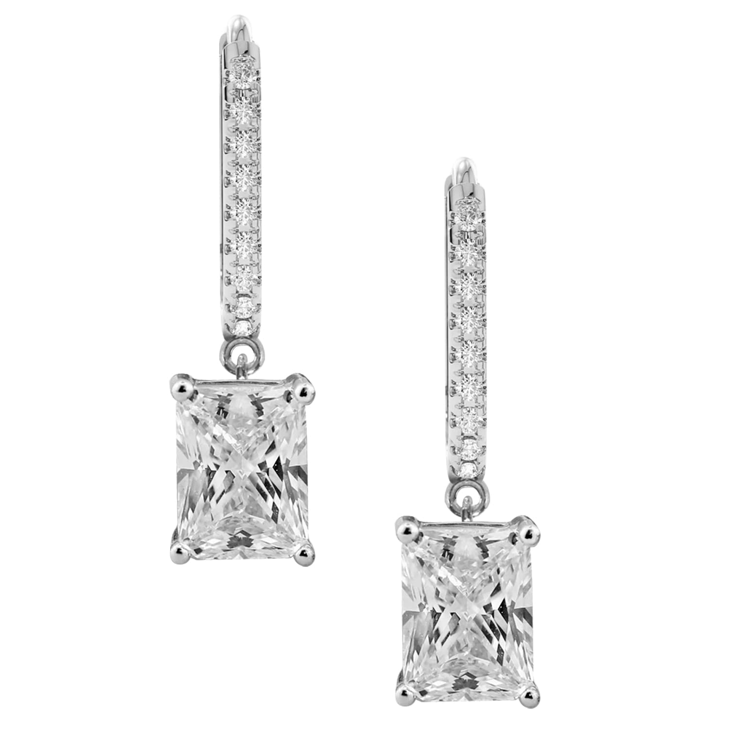 Peora American Diamond Studded Silver Plated Drop Earrings Fashion Stylish Jewellry Gift For Girls & Women (PX8E133) (B0BX43TRHR) Amazon Price History, Amazon Price Tracker