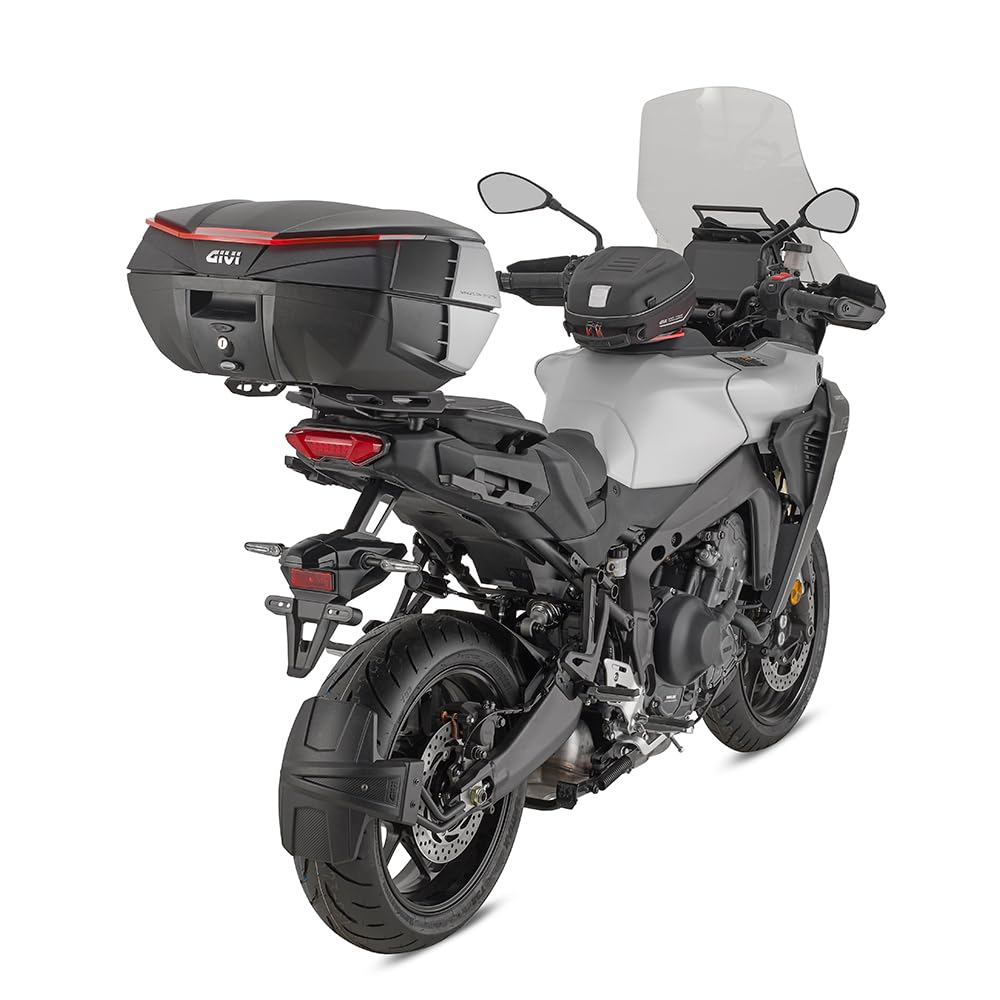 GIVI BAULE V49 AIR Bauletto Moto, Nero, Sistema Wingflow con 4 Alette Argentate (NERO ROSSO)