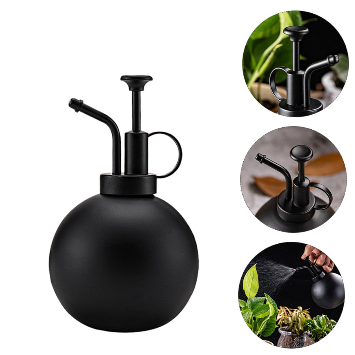 Regadera Rociadora de Acero Inoxidable 500ml Negra para Jardín