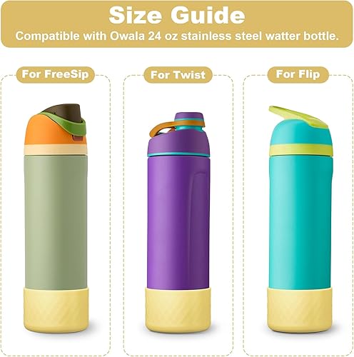 Miniatura 2 de Funda de silicona para botella de agua Owala de 24 oz, funda protectora antideslizante para botellas de acero inoxidable FreeSipTwistFlip, cubierta