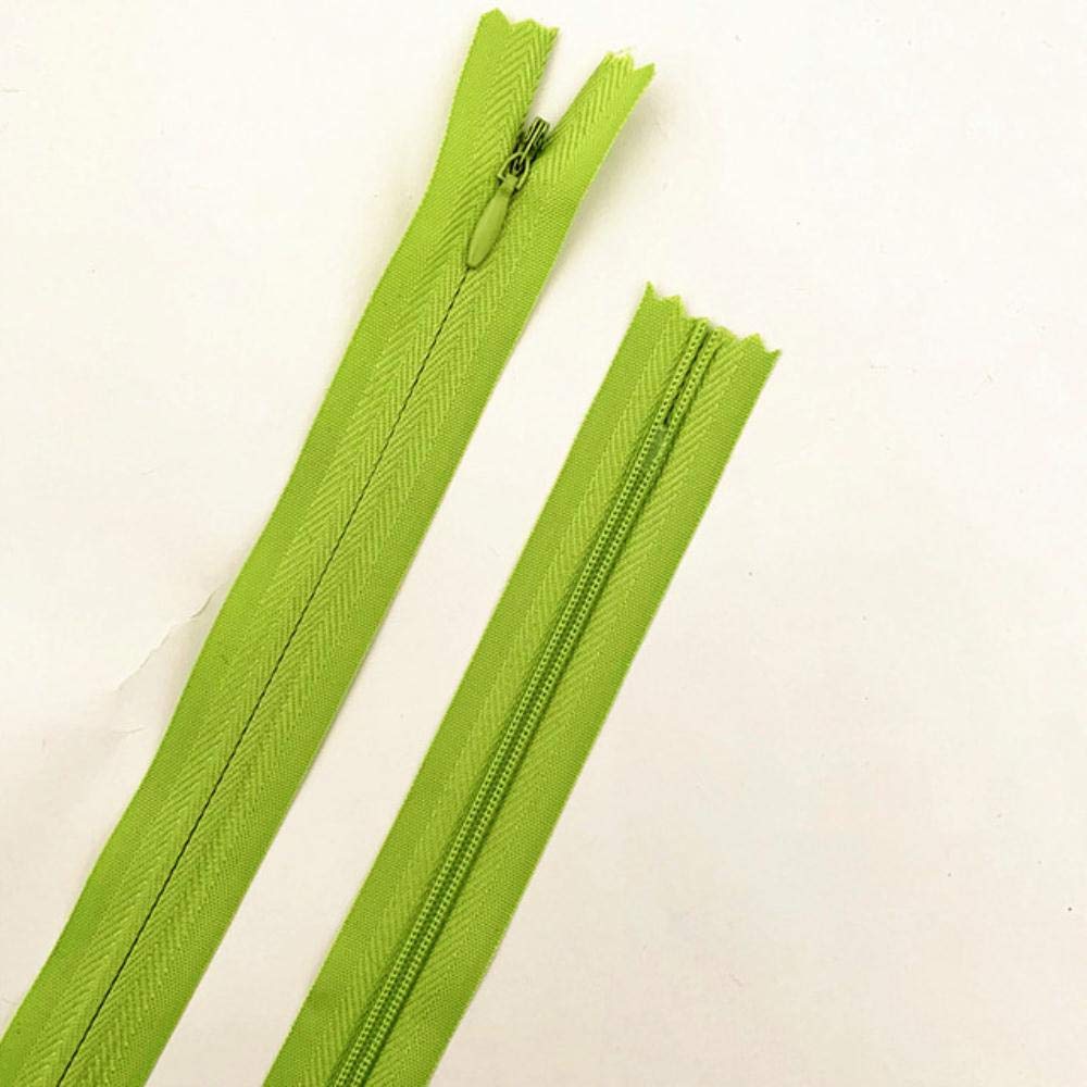 50 piezas, 28-60 cm de largo, cremallera oculta, bricolaje, anillo de cremallera de costura de nailon, verde hierba, 50
