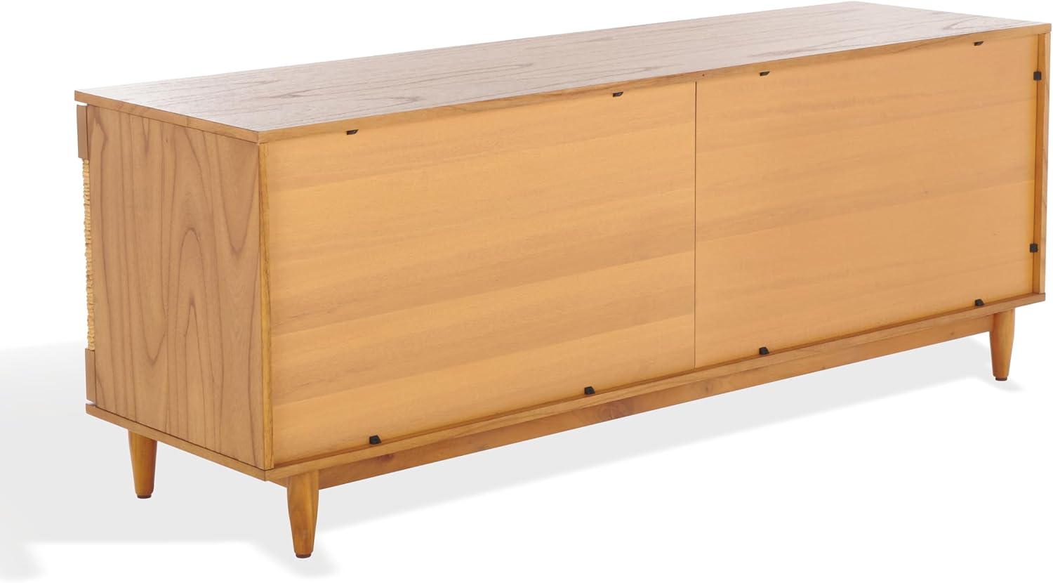 SAFAVIEH Couture Roseanne TV Stand for up to 70" Flatscreen – Natural Brown, 4 Banana Stem Doors with Interior Storage, Entertainment Media Console Cabinet (SFV1326B)