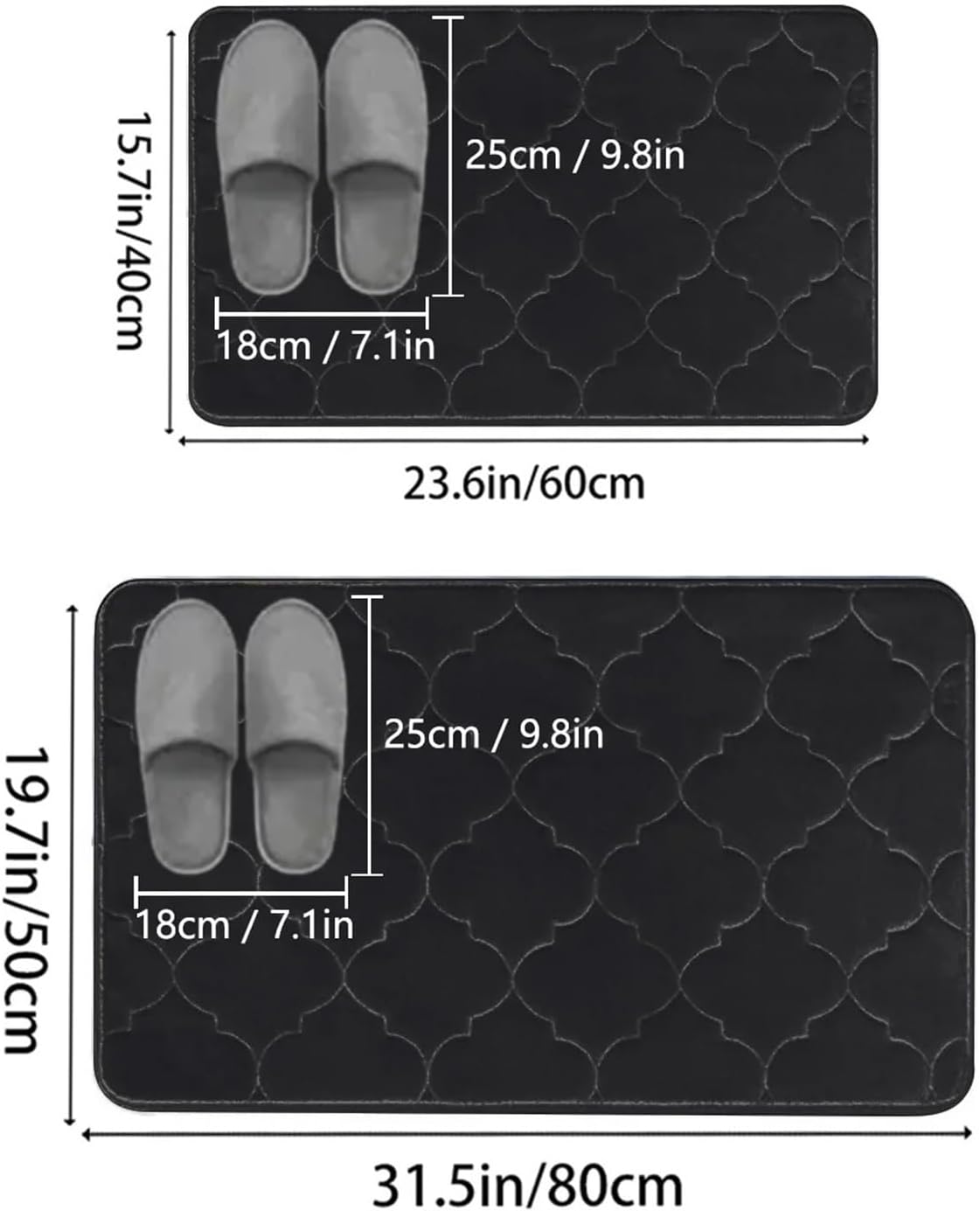 Bathroom Rugs Set 2 Pieces of Bathroom Absorbent Floor Mats Set Shower Room Non-Slip Home Entrance(Color 5)