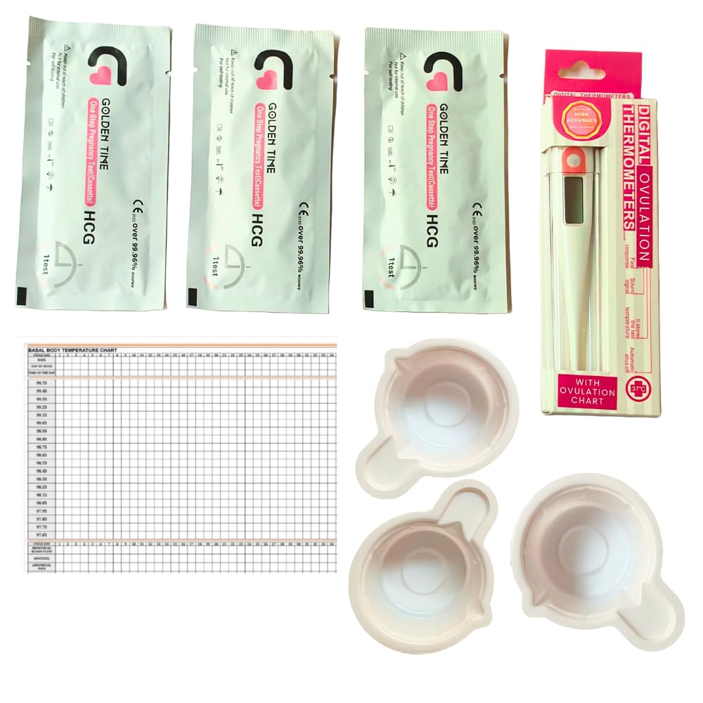 B-Arm Fertility & Pregnancy Detection Kit|Ovulation thermometer with tracking chart, Early pregnancy test (upto 7 days) & normal HCG tester with Free Pee Collection Cups| 99% Accuracy (Pack of 7)-image-34