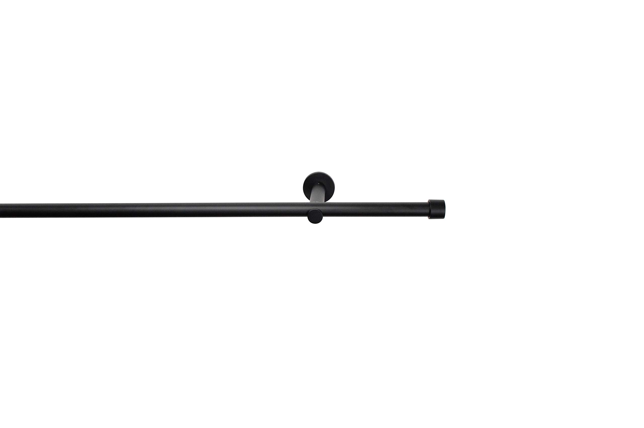 Rollmayer Gardinenstange Ø19mm 440cm Schwarz Matt 1-läufig mit Crux | Metall, Wandbefestigung ohne Ringe, Für Wohnzimmer Schlafzimmer Büro