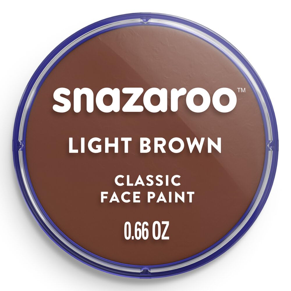 Snazaroo - Pintura facial y corporal, 18 ml, color marrón claro, profesional a base de agua, pastilla de aquacolor individual para adultos, niños y efectos especiales