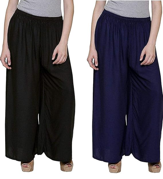Buy Luxurious Comfy Breathable Palazzo Combo of 2 Palazzo Pants
