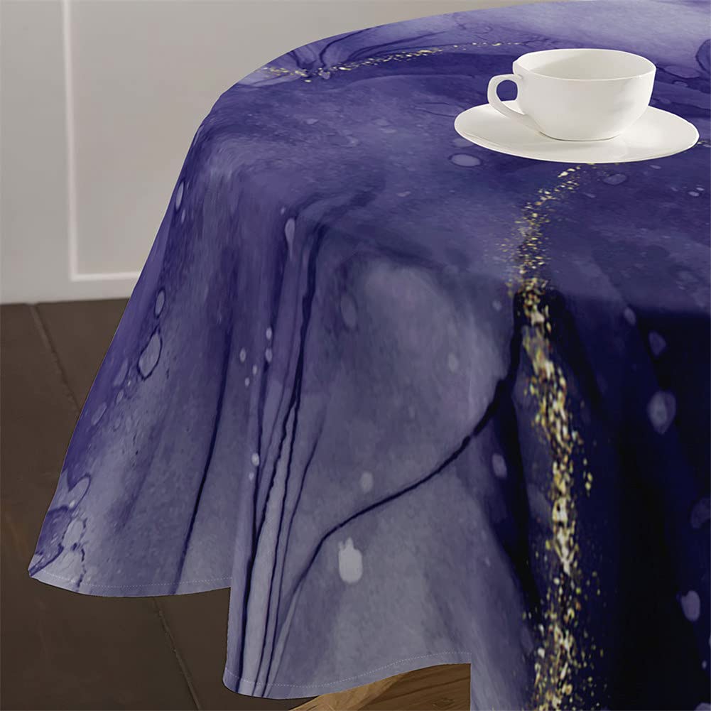 Morbuy Purple Round Tablecloth For Circular Table, 3D Marble Marbling Print Tablecloths Waterproof Stain Resistant Wipeable Table Cloths For Home Party Kitchen Dinning (,Diameter 120Cm)