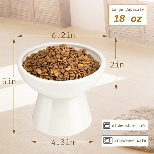 Miniatura 3 de Cuencos elevados para gatos, cuenco elevado para gatos de interior, paquete de 2 bigotes de cerámica anchos para perros pequeños y cachorros,