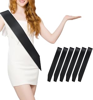 6 Pcs Sash Blank Satin Sash Party Decorations Black Sash Blank Sash Plain Sash Birthday Sash Sashes for Birthday, Wedding, Graduation, DIY, Beauty Pageant, Hen Party, Homecoming, Make Your Own Sash