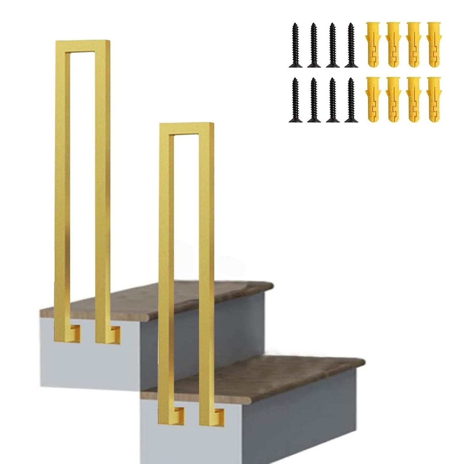 GHFXSCV Outdoor Metal il for Steps 1-Step Stair Railing Wrought Iron Balustrade Kit for Concrete & Cement Stairs 1.6Ft (50Cm) Adjustable Safety Guardrail