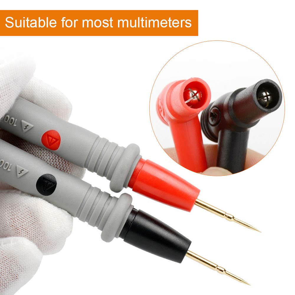 Silicone Multimeter Test Leads Kit, Precision Sharp Probe Test Lead 1000V 20A Gold-Plated Probe Leads with Alligator Clips, Banana Test Lead Probe Clip Suitable for Most of Digital Multimeter: Industrial & Scientific