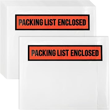 1000 Pack Packing List Envelopes, 4.5" x 5.5" Clear Shipping Label Envelope Pouch with Packing List Enclosed, Shipping Label Sleeves with Adhesive For Mailing - Waterproof
