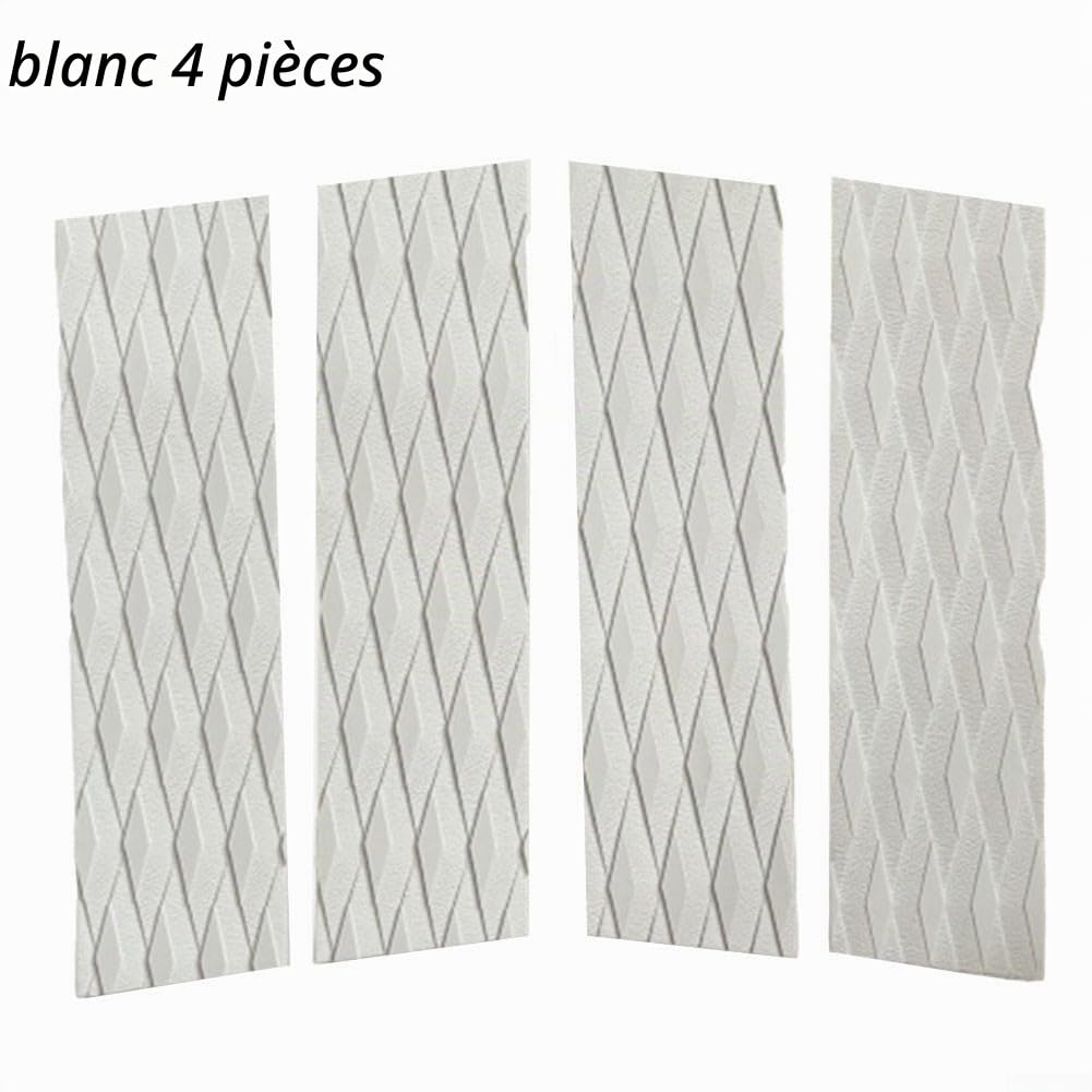 Lot de 4 tapis de planche de surf antidérapants en EVA résistant à l'eau pour une meilleure sécurité sur les planches de surf et longboards (blanc)