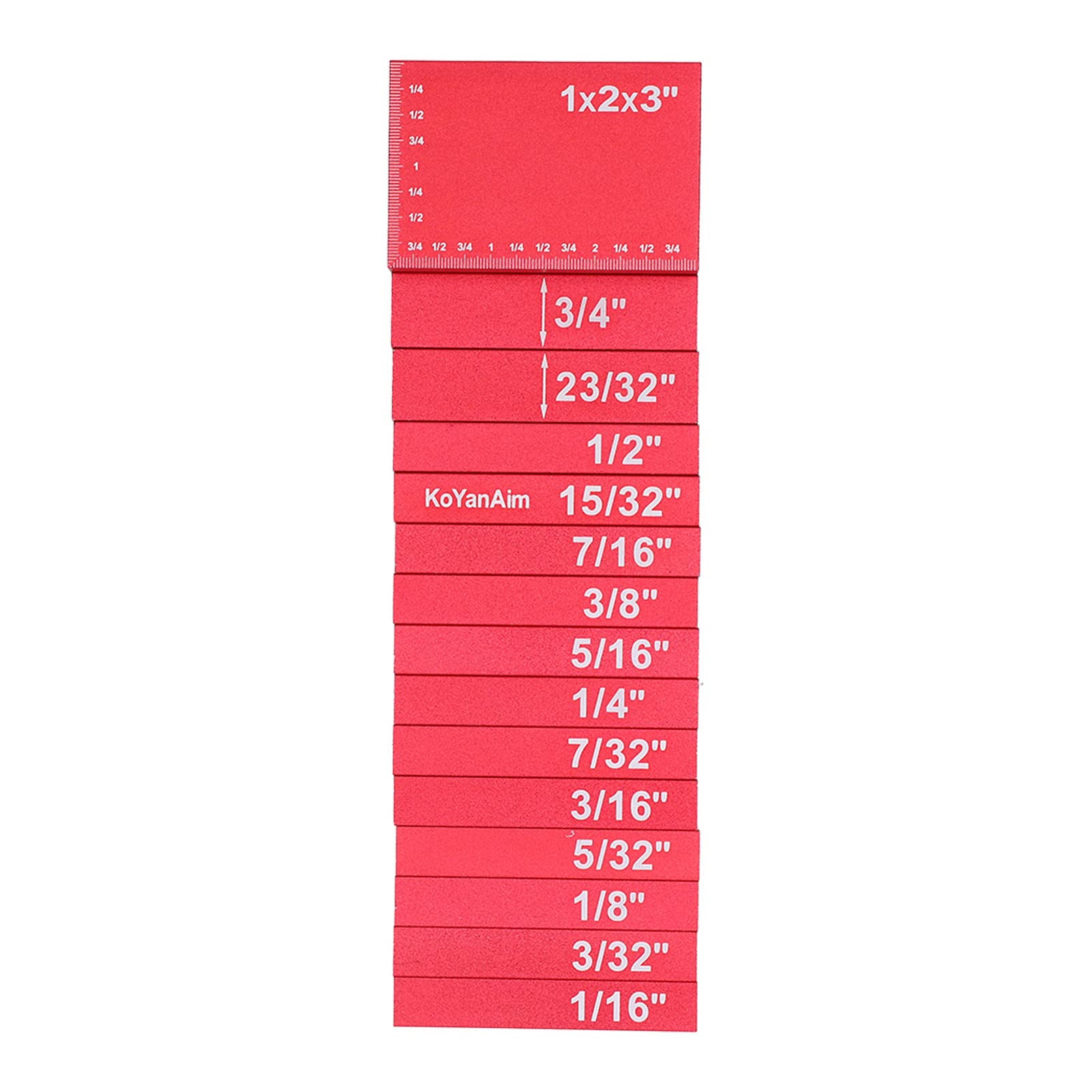 Juego De Reglas Métricas De Altura De 15 Piezas, Bloques De Medida Claramente Grabados, Juego De Reglas De Altura De Aluminio Para Carpinteros (Rosso)