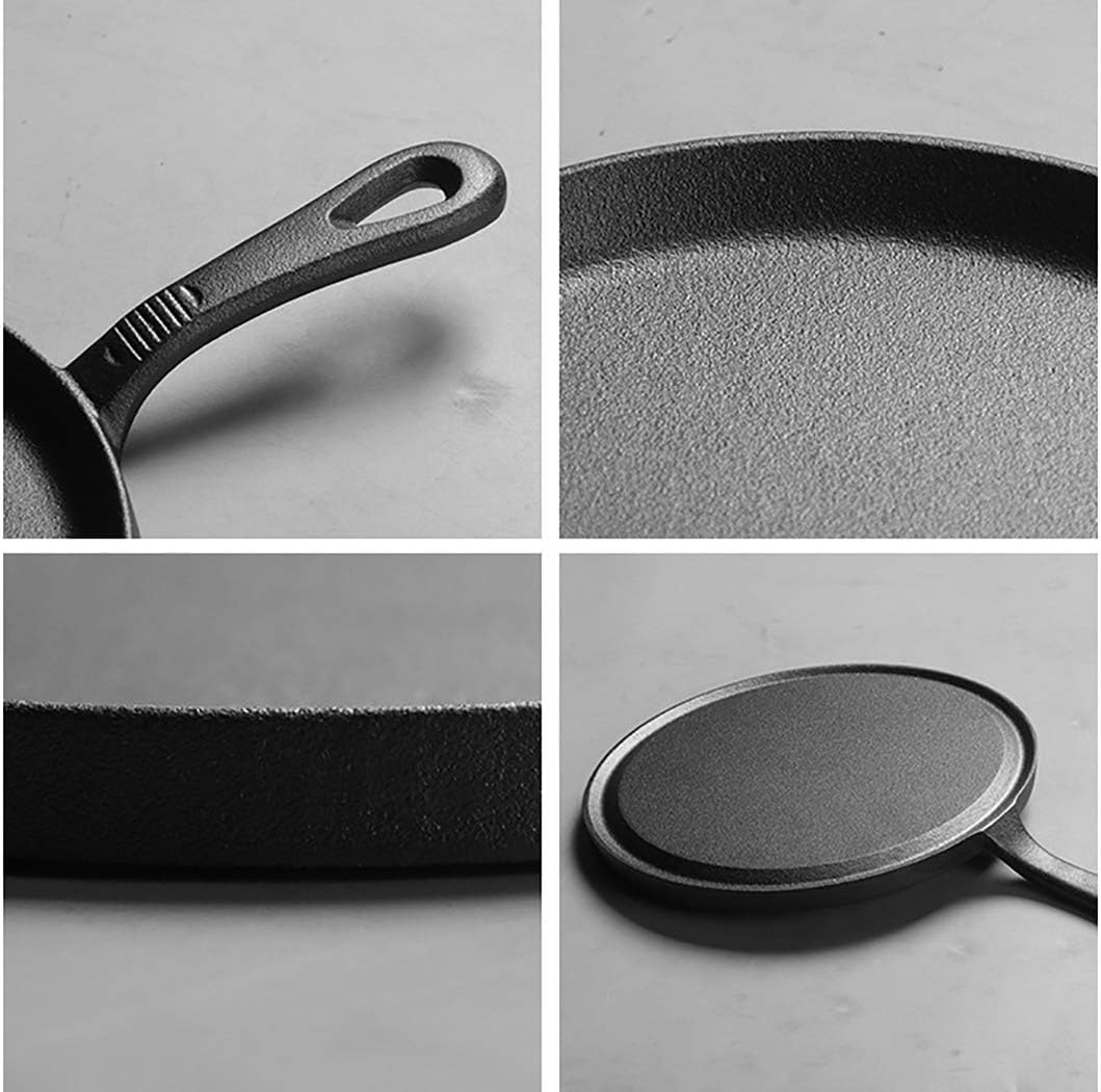 Pre-Seasoned Cast Iron Round Griddle Pancake Crepe Griddle Pan Barbecue Dish - 10-Inch