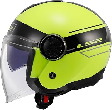 LS2 CLASSY Classic Black-Neon Yellow Helmet, ECE 22.06 Safety Certified Professional Motorcycle Helmet, KPA Shell, with Built-in Solar Viewfinder, LS2 4X JBL Intercom Compatible