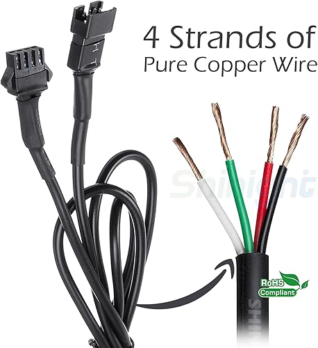 Miniatura 5 de SHINIGHT 4 cables de extensión de 47 pulgadas para uso con 5050 LED SMD RGB neón kits de acento para LED motocicleta, ATV, luz de coche, tira de