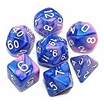 CREEBUY Blue Mix Pink DND Polyhedral Dice for Dungeon and Dragons D&D RPG Role Playing Games Dice with Dice Bag
