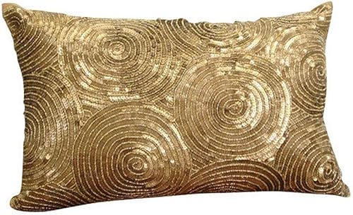 Miniatura 6 de The HomeCentric Funda de almohada dorada para sofá, funda de almohada geométrica moderna, 12 x 12 pulgadas (11.8 x 11.8 in), funda de almohada