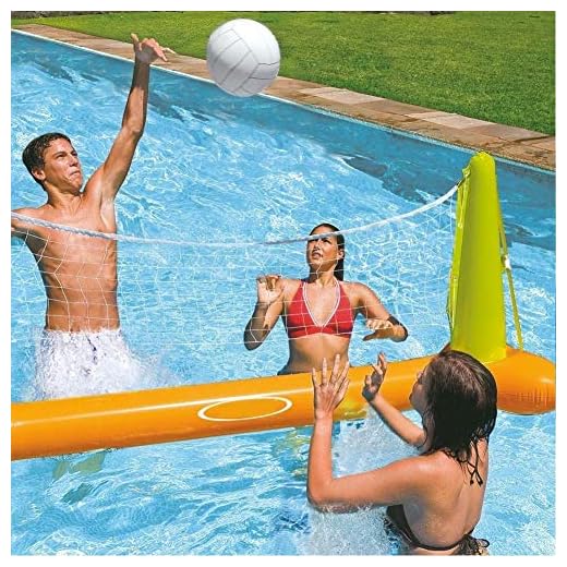 Trade Shop Traesio Juego Volleyball Voleibol Red Hinchable Y Balón De Piscina, 239 X 64 X 91 Cm