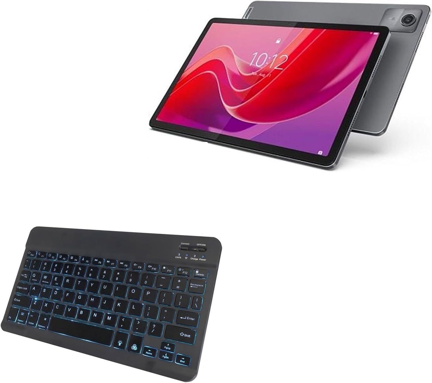 BoxWave Keyboard Compatible With Lenovo Tab M11 - SlimKeys Bluetooth Keyboard - with Backlight, Portable Slim LED 7 Colors - Jet Black