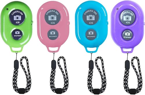 Wireless Camera Shutter Remote Control for Smart Phones- Compatible with iOS/Android (Pink+Green+Blue+Purple)