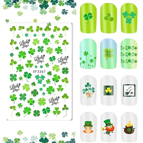 Miniatura 3 de 6 hojas de calcomanías para uñas del día de San Patricio, autoadhesivas 3D, trébol, trébol, trébol, verde, irlandés, decoración de uñas, día de San