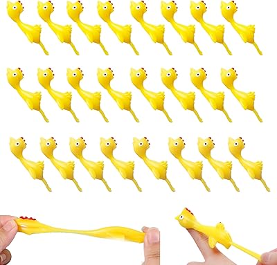 GWAWG Slingshot Chicken 24PCS Kids Toys Funny Finger Stretchable Flick Flying Chickens Children Party Favors Gift