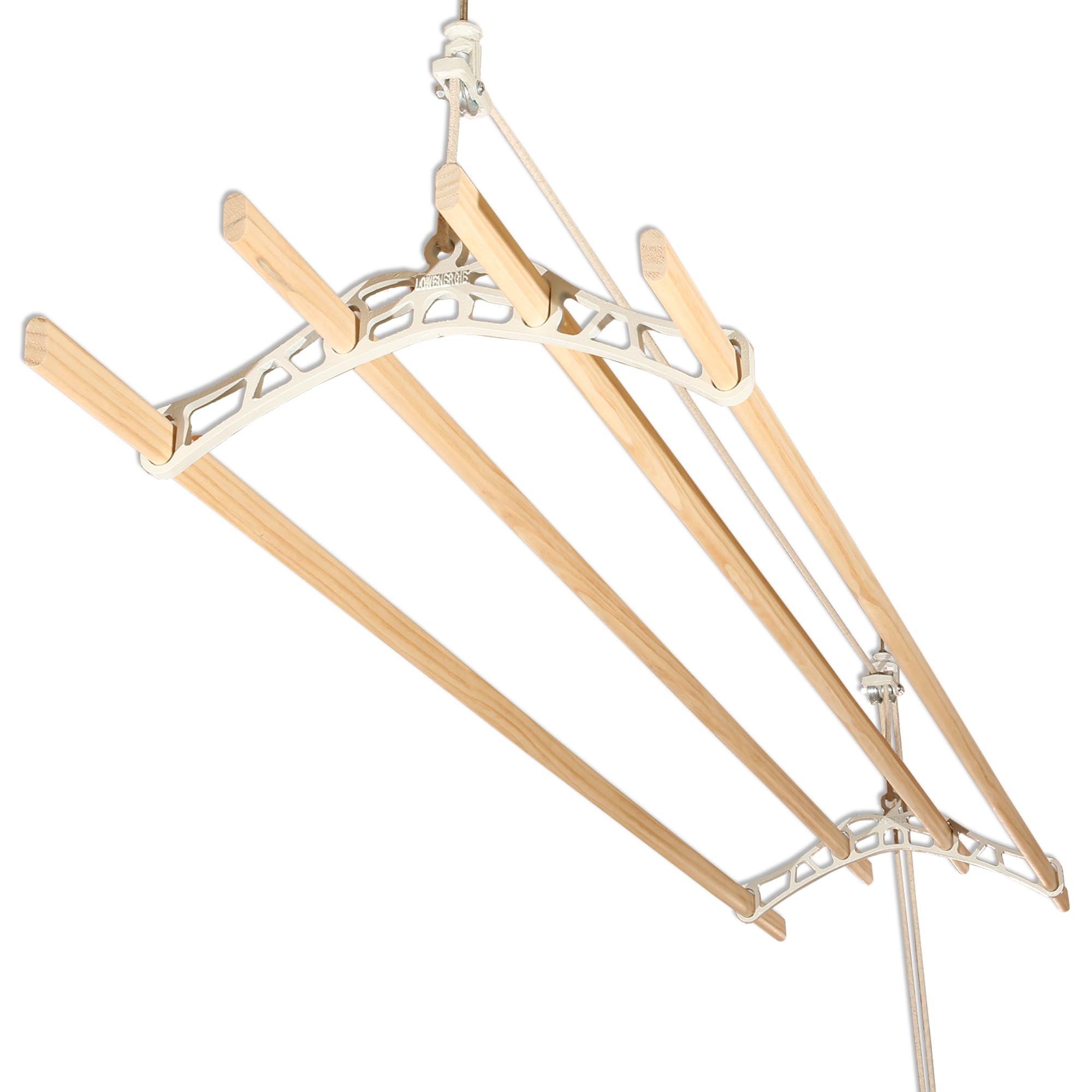 Lowenergie White Lowenergy 4 Lath Pulley Clothes Airer Ceiling Maid – Traditional Victorian Laundry Rack Dryer For Kitchen, Utility, Bathroom Or Garage ( 0.9M)