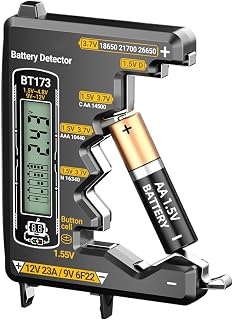 Probador de Pilas para Hogar,Herramienta Detectora De Voltaje Y Capacidad,Detector Portátil Para Pilas D/C/AA/AAA/N/9V/De Botón 3.7V Aparatos Eléctricos Coches Mandos A Distancia Juguetes
