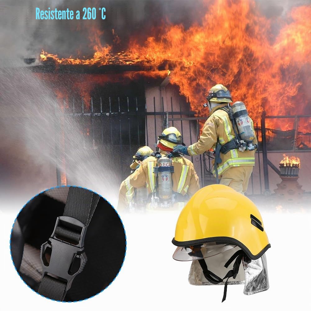 Casco De Bombero, Casco Reflectante Ignífugo Resistente Al Calor Casco De Seguridad De Plástico Duro Equipo De Protección Para La Construcción De Desastres