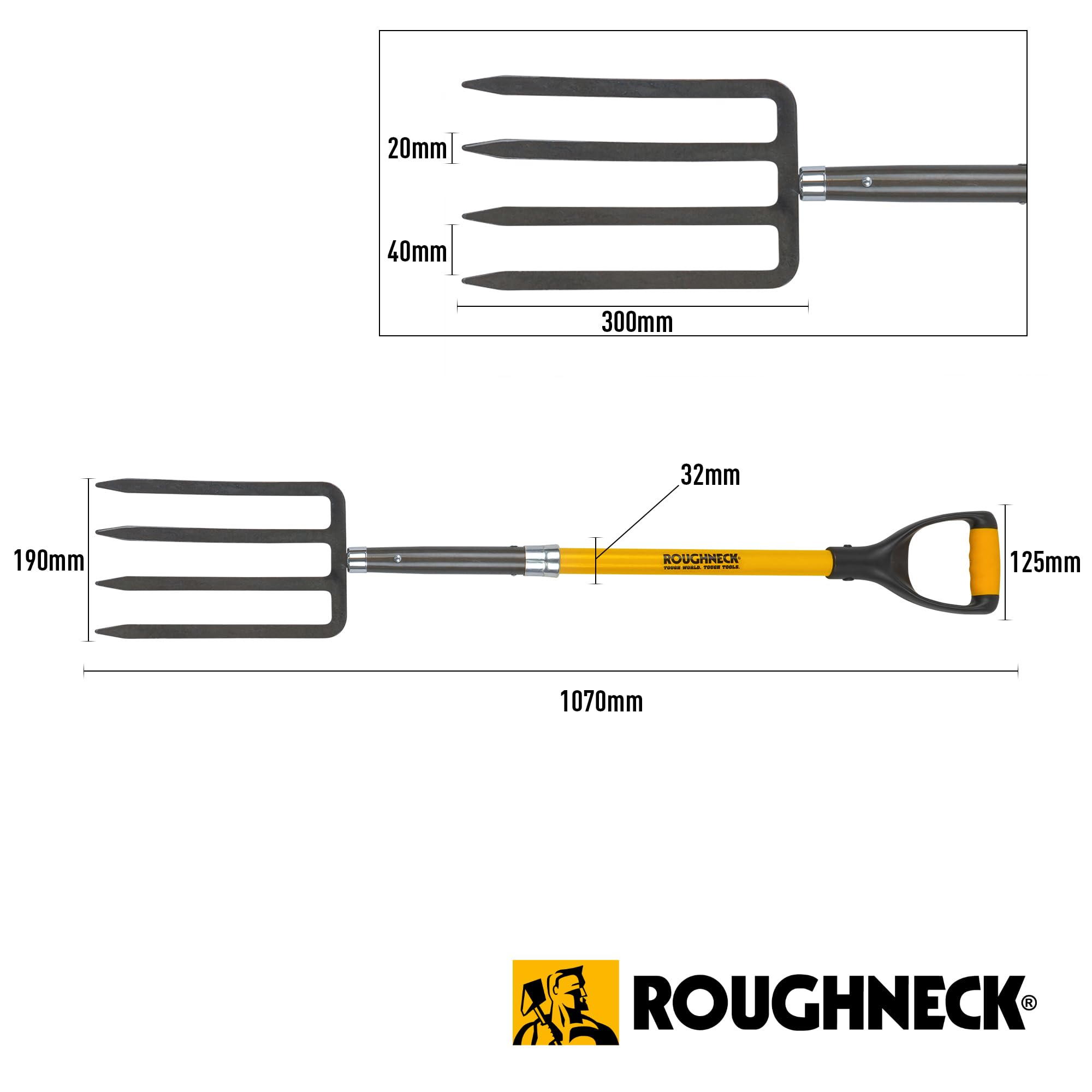 Roughneck ROU68140 Grabgabel, Gelb und Schwarz