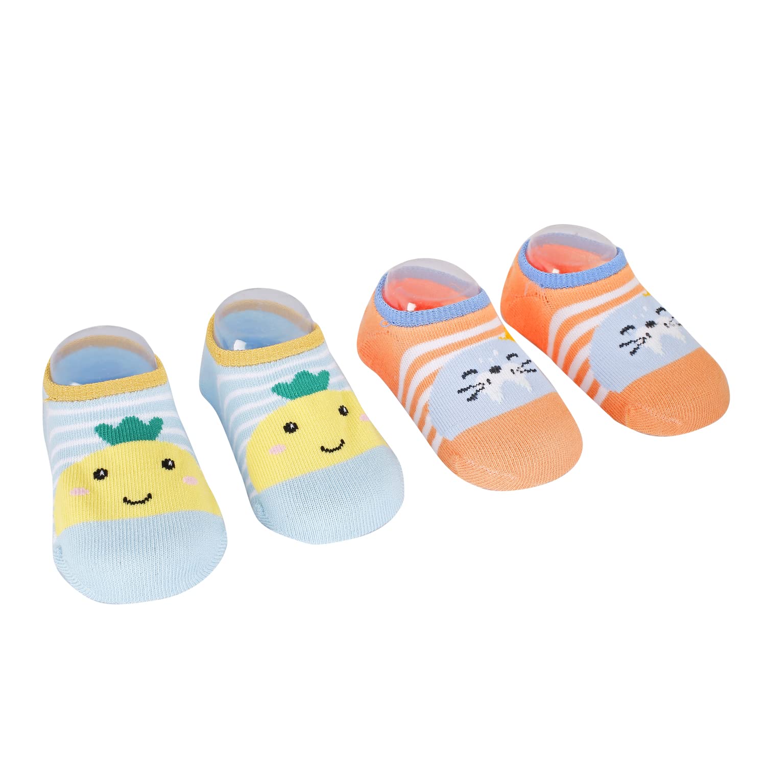 BabyMoo Fruits And Kitty Blue And Orange 2 Pk Socks 3
