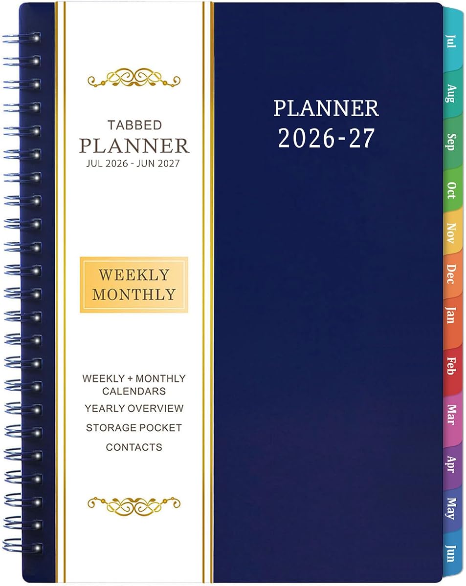 Planner 2026-2027 - 2026-2027 Planner Weekly and Monthly with Tabs, July 2026 - June 2027, 6.25" × 8.3", Strong Twin-Wire Binding