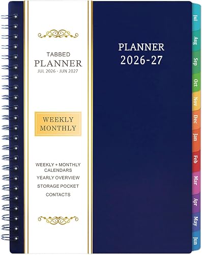 Planner 2026-2027 - 2026-2027 Planner Weekly and Monthly with Tabs, July 2026 - June 2027, 6.25" × 8.3", Strong Twin-Wire Binding