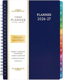 Planner 2026-2027 - 2026-2027 Planner Weekly and Monthly with Tabs, July 2026 - June 2027, 6.25" × 8.3", Strong Twin-Wir