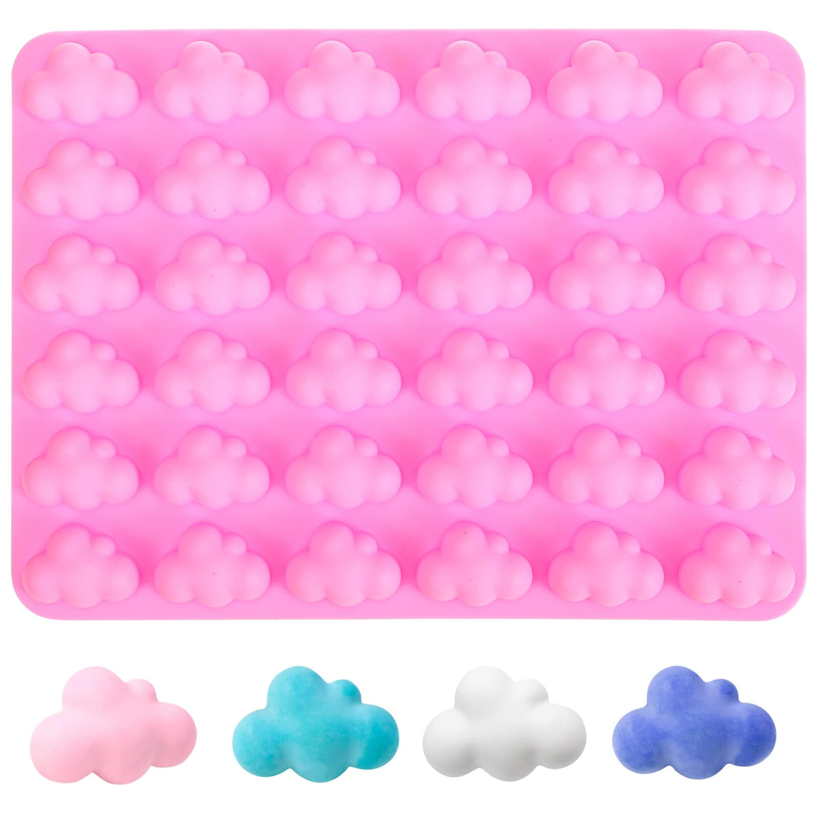 Silicone Cloud Molds Cloud Shape Chocolate Molds Mousse Fondant Mould Candy Soap Molds for Kitchen DIY Baking Tools Pink
