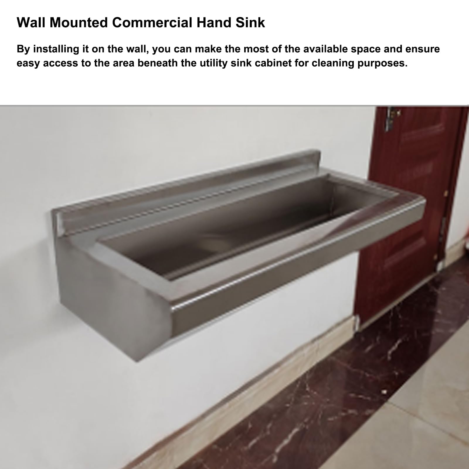 Lavello da Cucina da parete in acciaio INOX, lavello Commerciale per Ristorante con Rubinetto, Lavabo di Utilità per Bagno Agriturismo(100X40cm/39.3X15.7in)