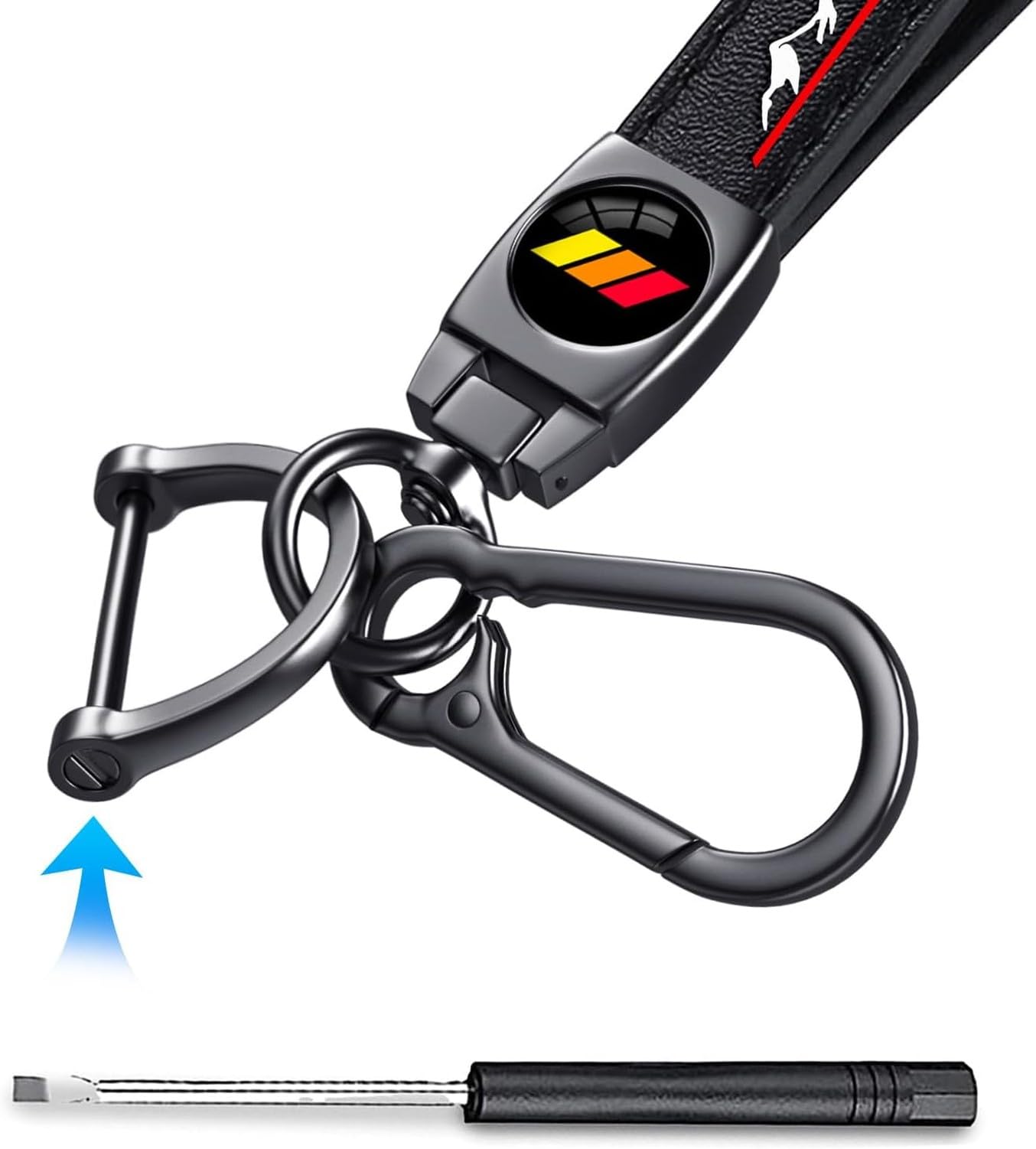 Llavero de Metal y Cuero para vehiculo 2021-2024 Accesorio de Llave GT automovil Cadena para colgar llaves con cierre, Rosso Tricolore 4x4, 2.6 Pollici-Cuoio