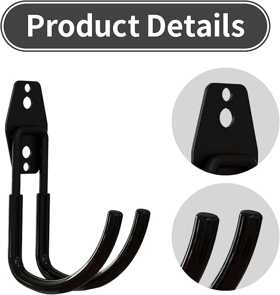 2 Pcs Garage Storage Hooks,Ev Charger Holder Wall Mount,Heavy-Duty J-Hook For EV Charger Cable Retractor,Suitable For Most Scenes (Black #Bending)