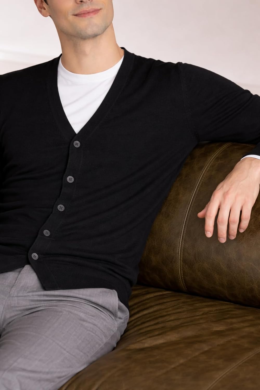 State Cashmere Men's 100% Pure Cashmere Button Front Long Sleeve Cardigan Sweater